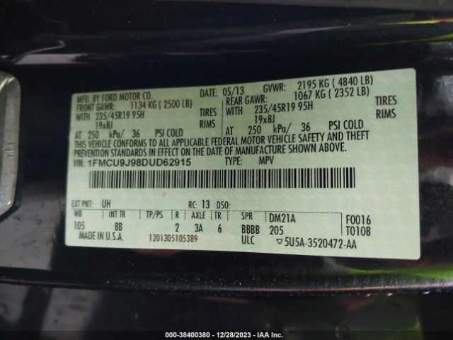 Photo 8 VIN: 1FMCU9J98DUD62915 - FORD ESCAPE 