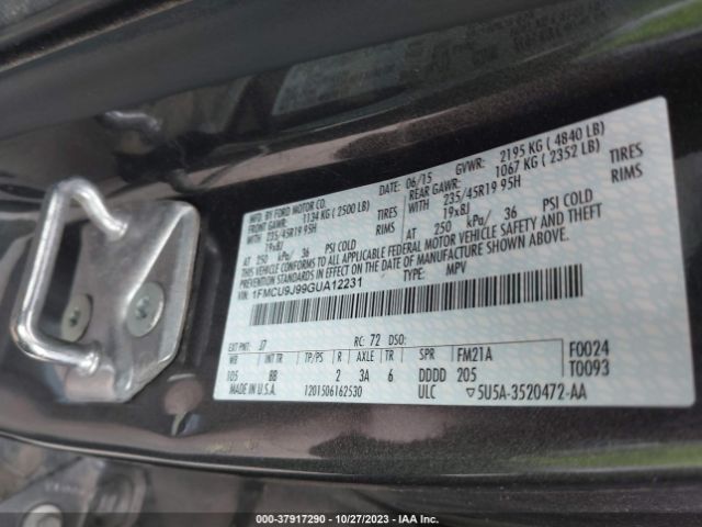 Photo 8 VIN: 1FMCU9J99GUA12231 - FORD ESCAPE 