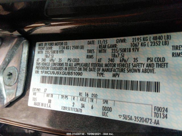 Photo 8 VIN: 1FMCU9J9XGUB51090 - FORD ESCAPE 