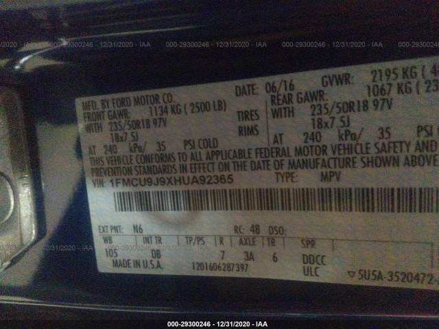 Photo 8 VIN: 1FMCU9J9XHUA92365 - FORD ESCAPE 