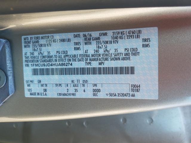 Photo 9 VIN: 1FMCU9JD4HUA86274 - FORD ESCAPE 