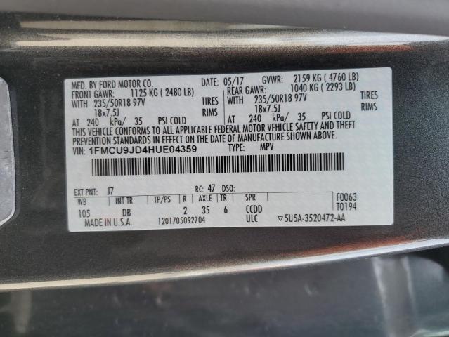 Photo 11 VIN: 1FMCU9JD4HUE04359 - FORD ESCAPE TIT 