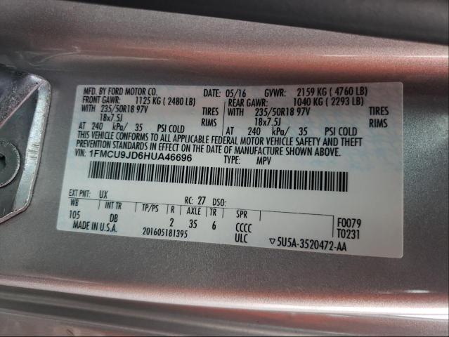 Photo 9 VIN: 1FMCU9JD6HUA46696 - FORD ESCAPE TIT 