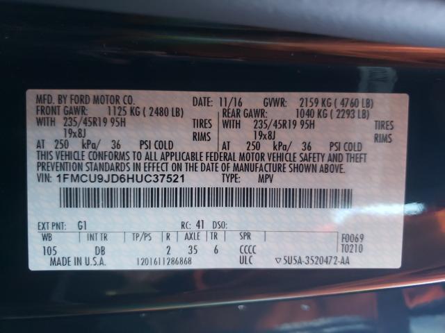 Photo 9 VIN: 1FMCU9JD6HUC37521 - FORD ESCAPE TIT 