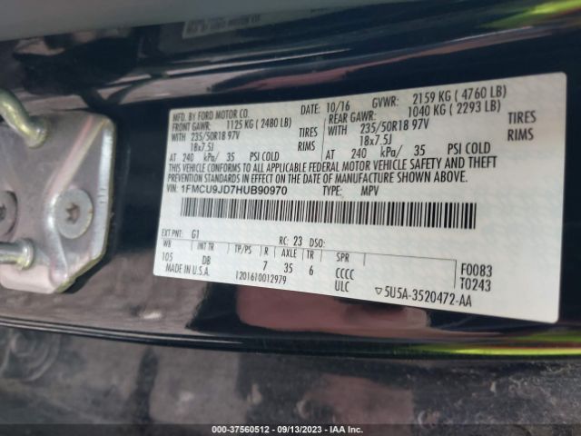 Photo 8 VIN: 1FMCU9JD7HUB90970 - FORD ESCAPE 