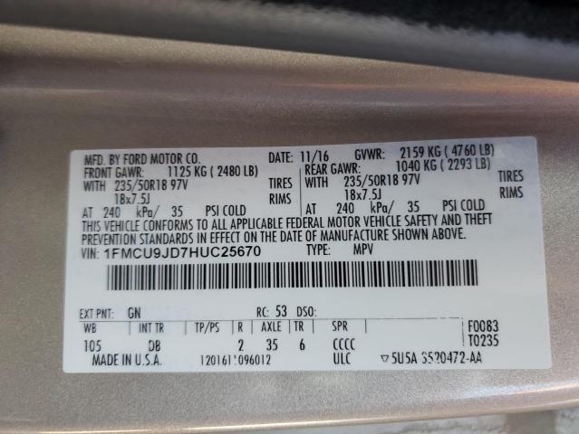 Photo 12 VIN: 1FMCU9JD7HUC25670 - FORD ESCAPE 