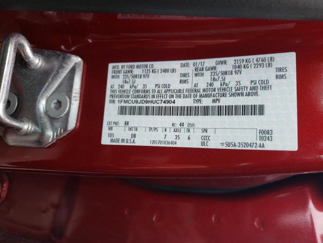 Photo 12 VIN: 1FMCU9JD9HUC74904 - FORD ESCAPE 