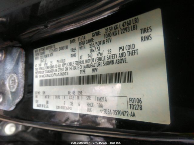 Photo 8 VIN: 1FMCU9JX3FUA76973 - FORD ESCAPE 