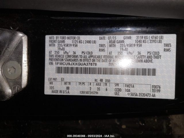 Photo 8 VIN: 1FMCU9JXXGUA37878 - FORD ESCAPE 