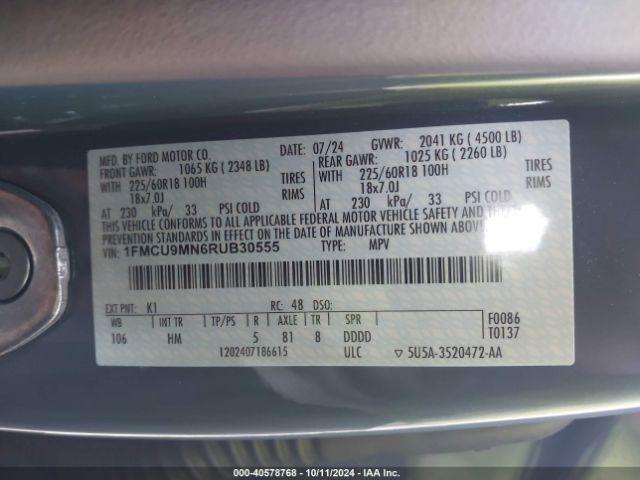 Photo 8 VIN: 1FMCU9MN6RUB30555 - FORD ESCAPE 