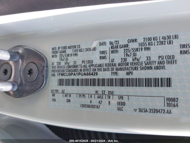 Photo 8 VIN: 1FMCU9PA1PUA66429 - FORD ESCAPE 