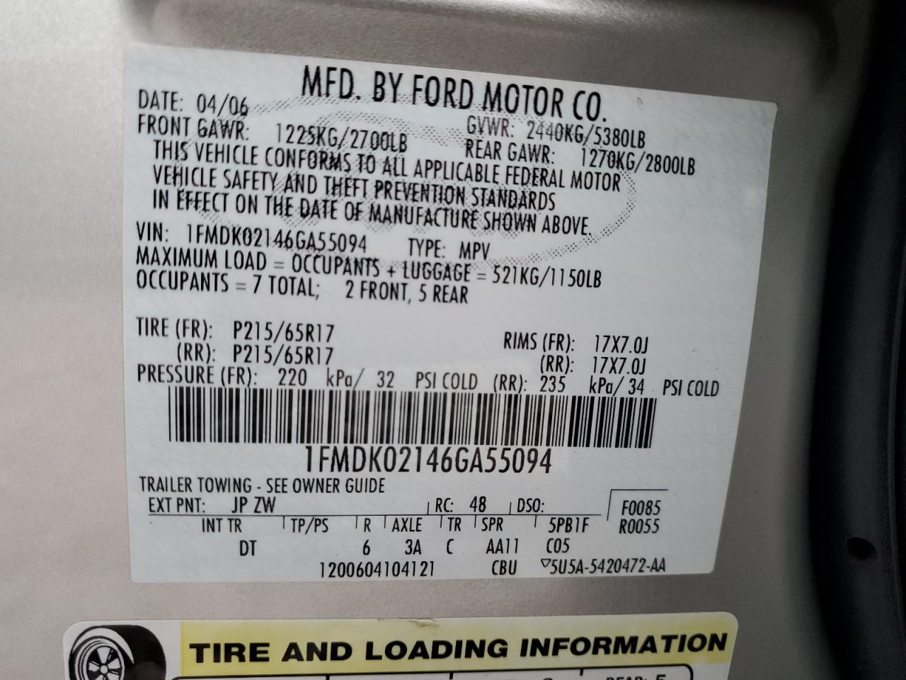 Photo 12 VIN: 1FMDK02146GA55094 - FORD FREESTYLE 