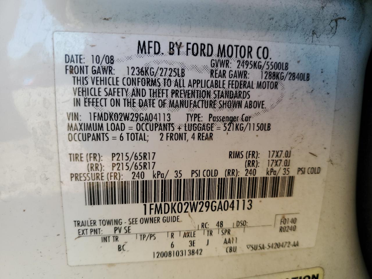 Photo 13 VIN: 1FMDK02W29GA04113 - FORD TAURUS 