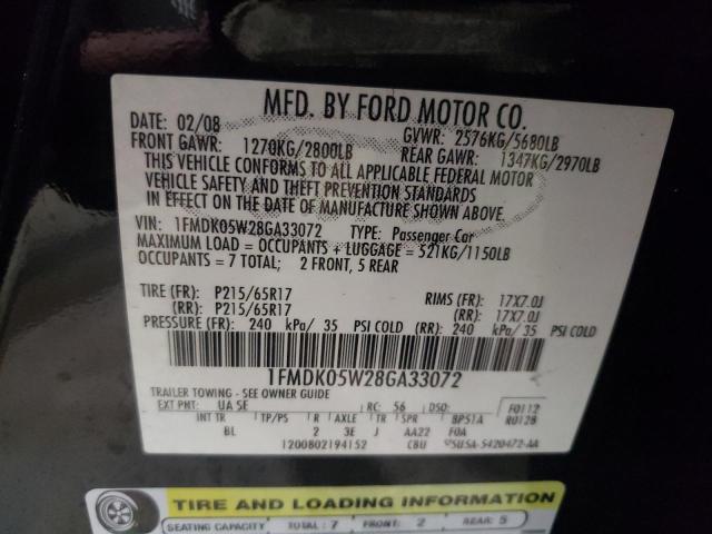 Photo 12 VIN: 1FMDK05W28GA33072 - FORD TAURUS 