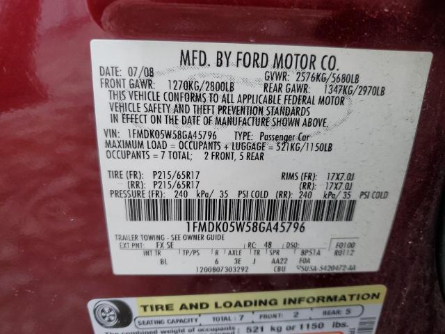 Photo 12 VIN: 1FMDK05W58GA45796 - FORD TAURUS 