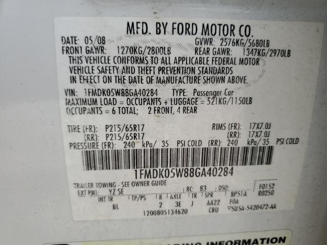 Photo 12 VIN: 1FMDK05W88GA40284 - FORD TAURUS 