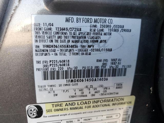 Photo 12 VIN: 1FMDK06145GA14036 - FORD FREESTYLE 