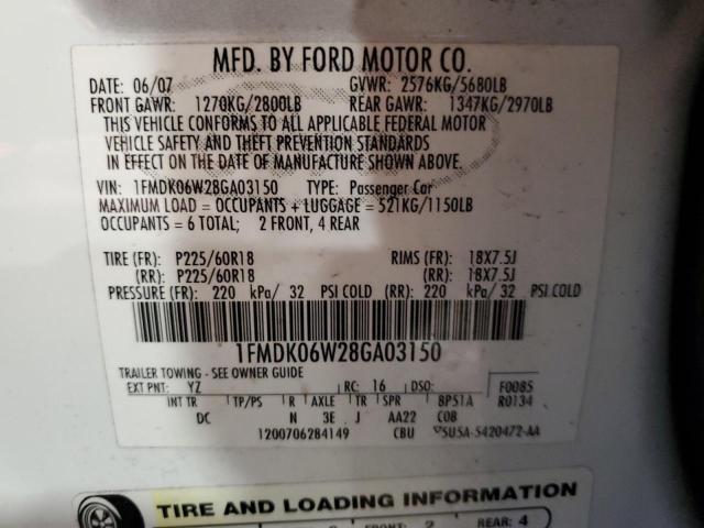 Photo 12 VIN: 1FMDK06W28GA03150 - FORD TAURUS 