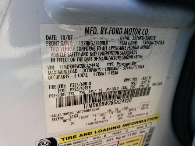 Photo 12 VIN: 1FMDK08W28GA24920 - FORD TAURUS 