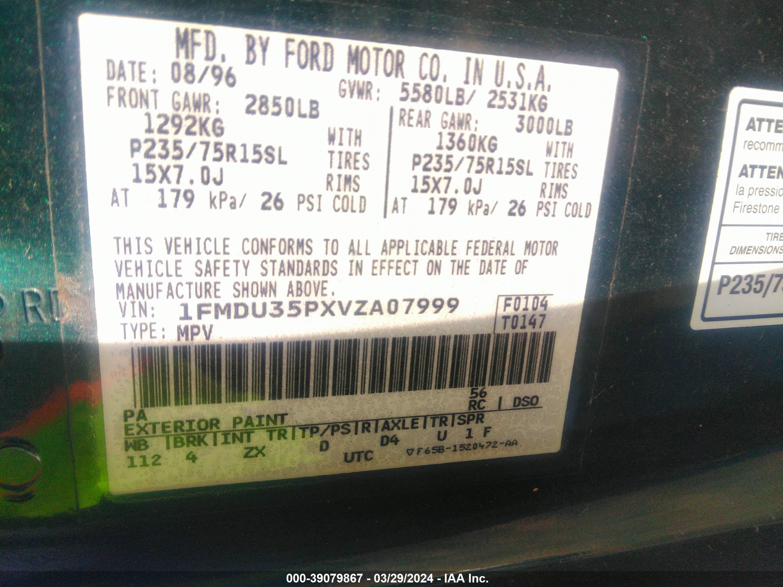 Photo 8 VIN: 1FMDU35PXVZA07999 - FORD EXPLORER 