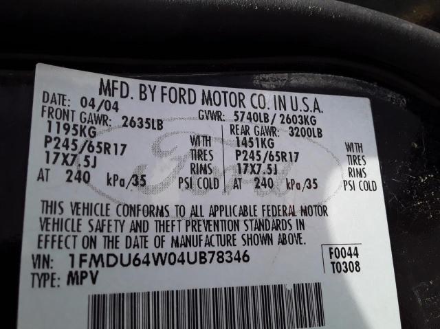 Photo 9 VIN: 1FMDU64W04UB78346 - FORD EXPLORER E 