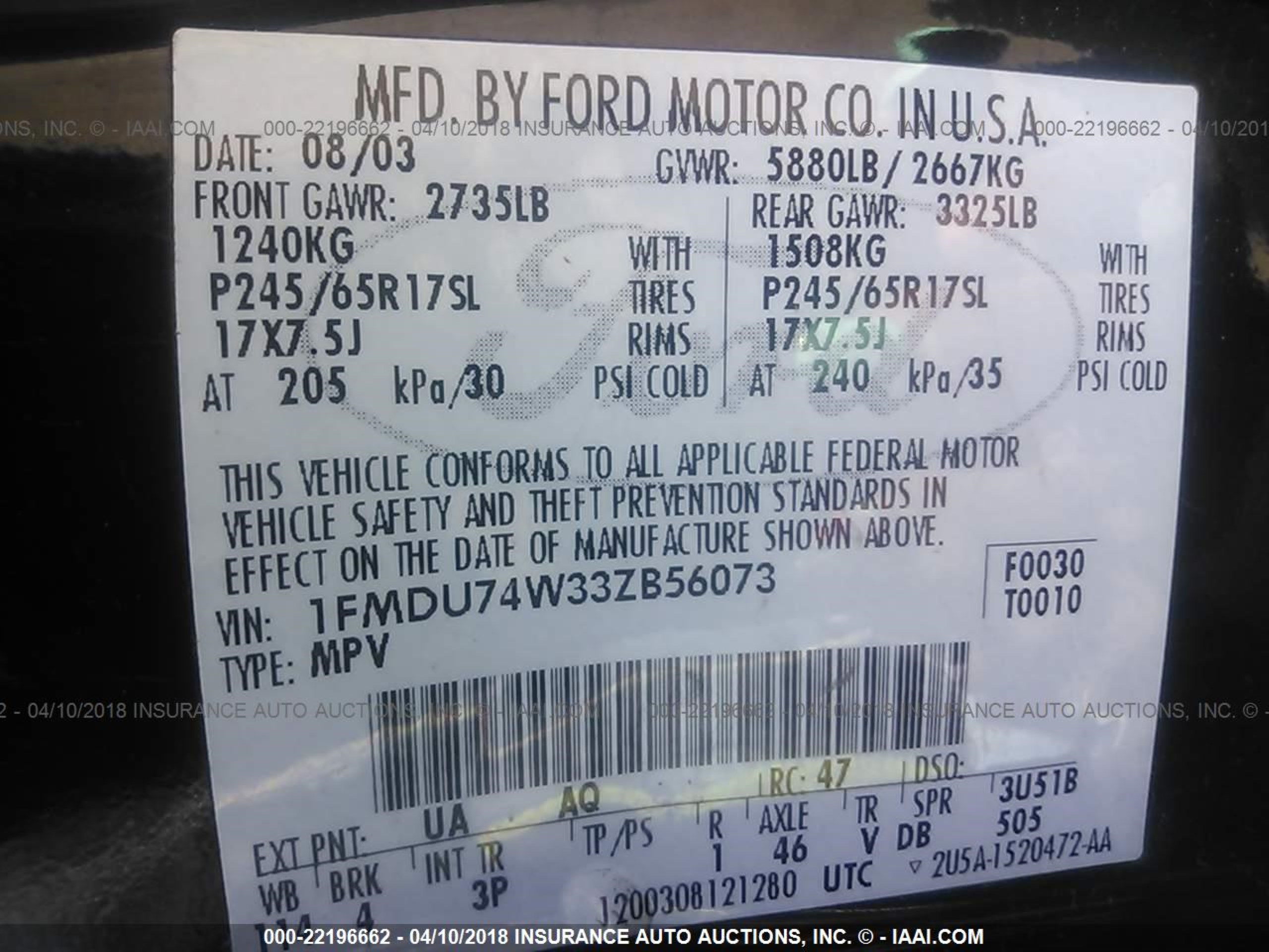 Photo 8 VIN: 1FMDU74W33ZB56073 - FORD EXPLORER 