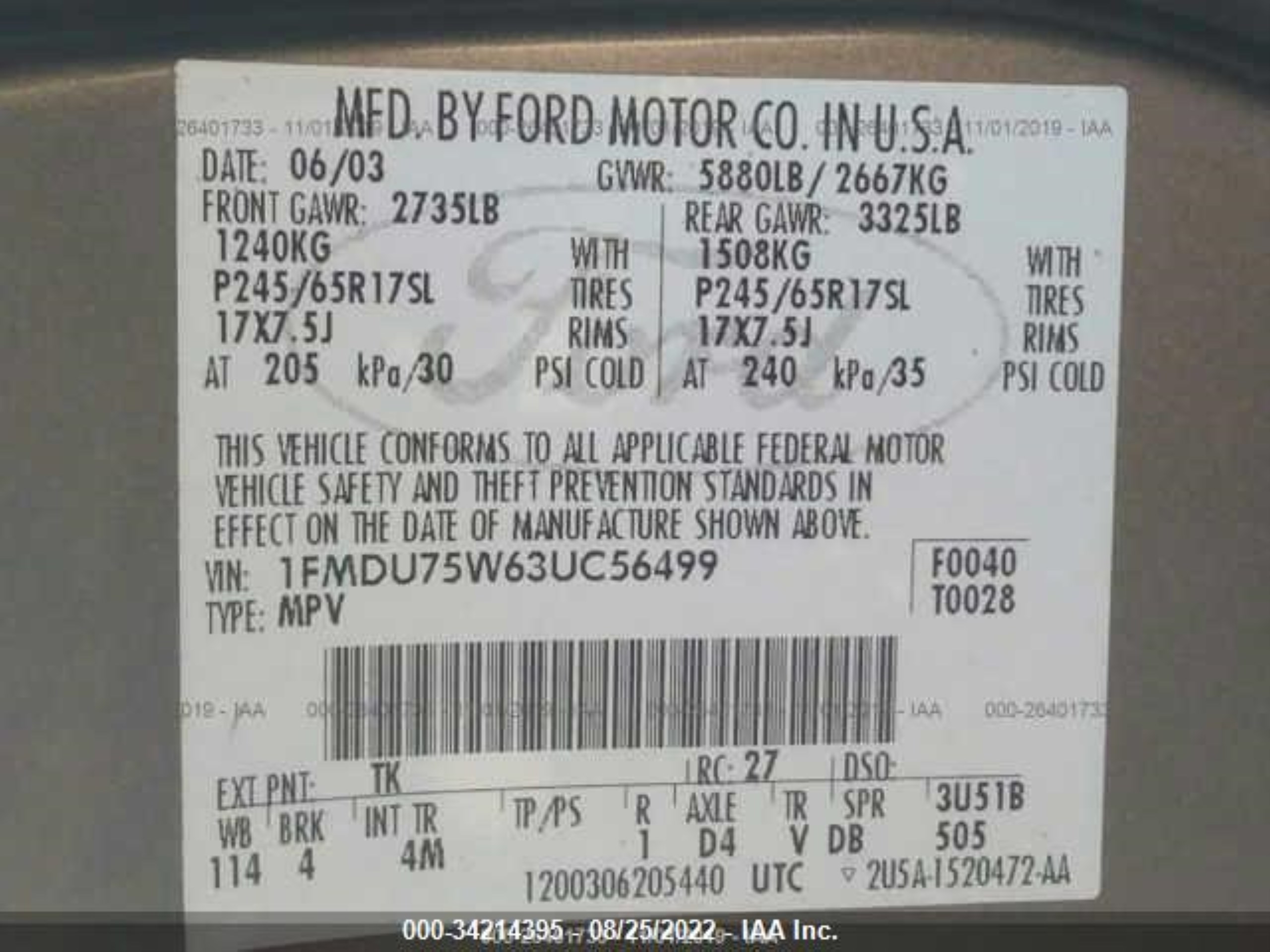 Photo 8 VIN: 1FMDU75W63UC56499 - FORD EXPLORER 