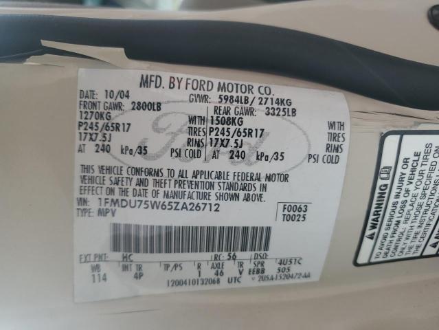 Photo 12 VIN: 1FMDU75W65ZA26712 - FORD EXPLORER L 