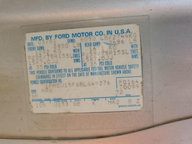 Photo 11 VIN: 1FMEU15F6BLA49276 - FORD BRONCO U10 