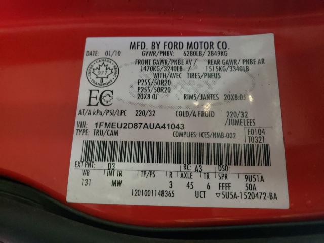 Photo 9 VIN: 1FMEU2D87AUA41043 - FORD EXPLORER S 