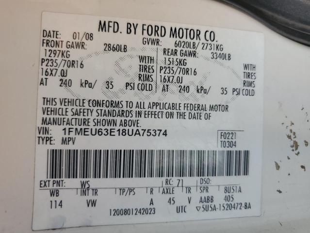 Photo 12 VIN: 1FMEU63E18UA75374 - FORD EXPLORER 