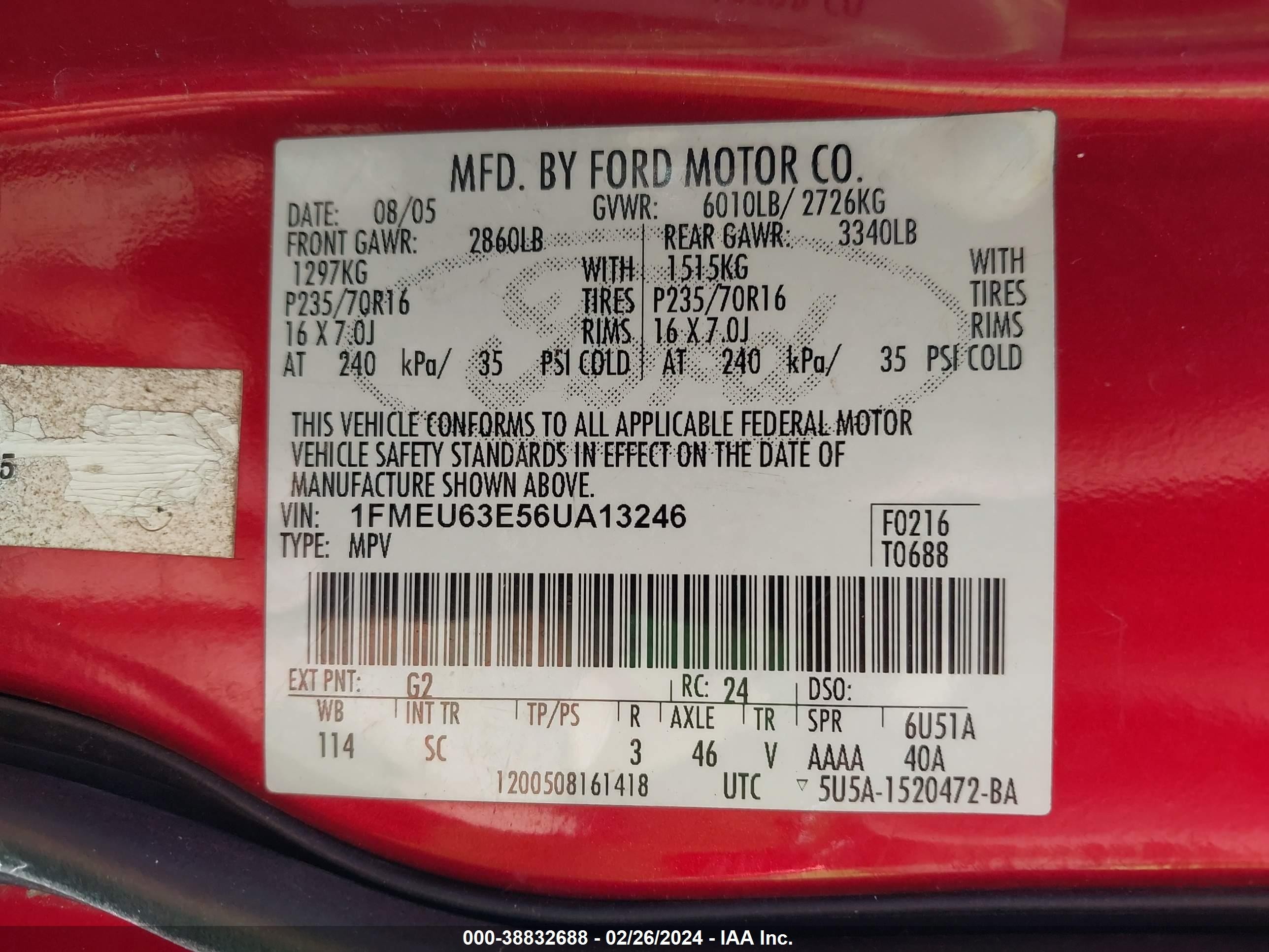 Photo 8 VIN: 1FMEU63E56UA13246 - FORD EXPLORER 