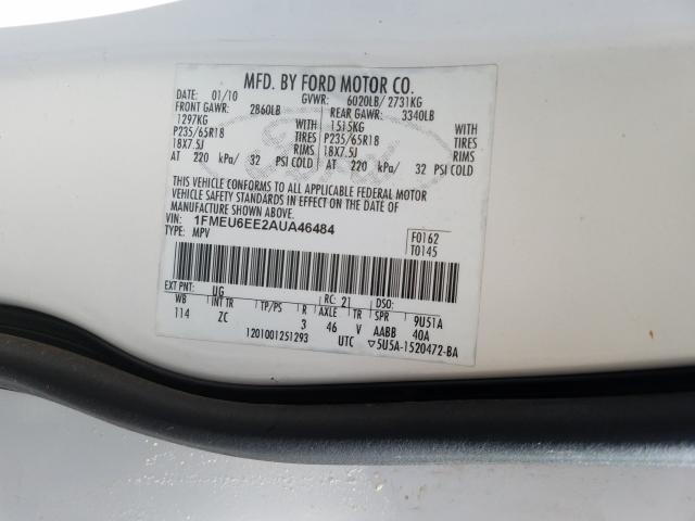 Photo 9 VIN: 1FMEU6EE2AUA46484 - FORD EXPLORER E 