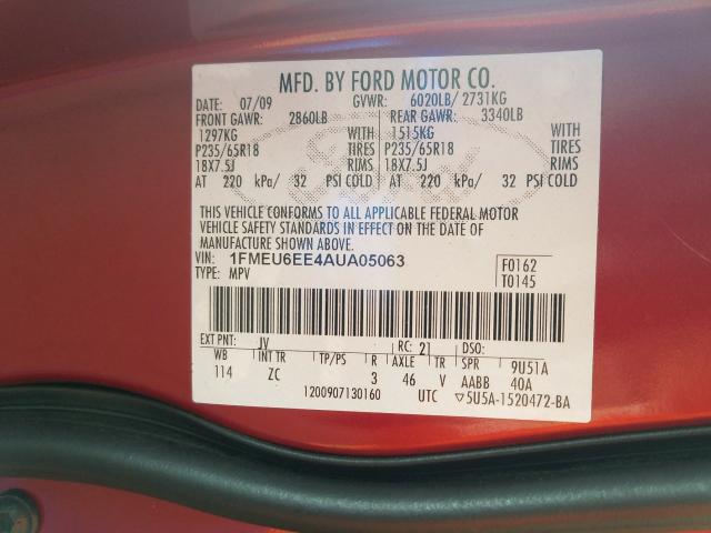 Photo 9 VIN: 1FMEU6EE4AUA05063 - FORD EXPLORER E 