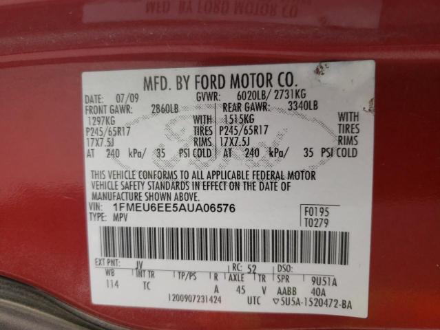 Photo 9 VIN: 1FMEU6EE5AUA06576 - FORD EXPLORER E 