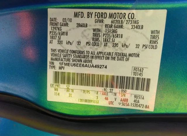 Photo 8 VIN: 1FMEU6EE6AUA49274 - FORD EXPLORER 