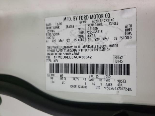 Photo 9 VIN: 1FMEU6EE8AUA38342 - FORD EXPLORER E 