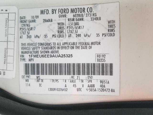 Photo 9 VIN: 1FMEU6EE9AUA25325 - FORD EXPLORER E 