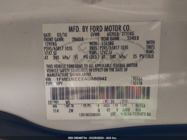 Photo 8 VIN: 1FMEU6EEXAUA60942 - FORD EXPLORER 