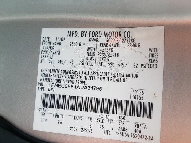 Photo 9 VIN: 1FMEU6FE1AUA31795 - FORD EXPLORER L 