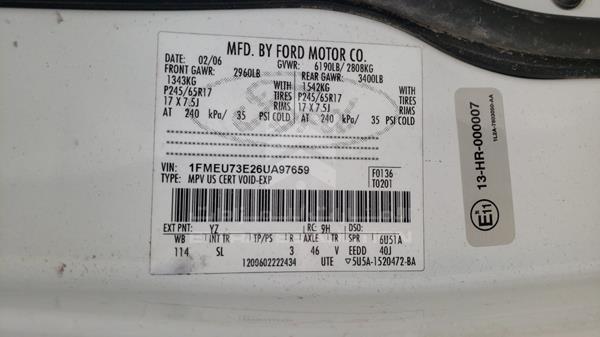 Photo 2 VIN: 1FMEU73E26UA97659 - FORD EXPLORER 