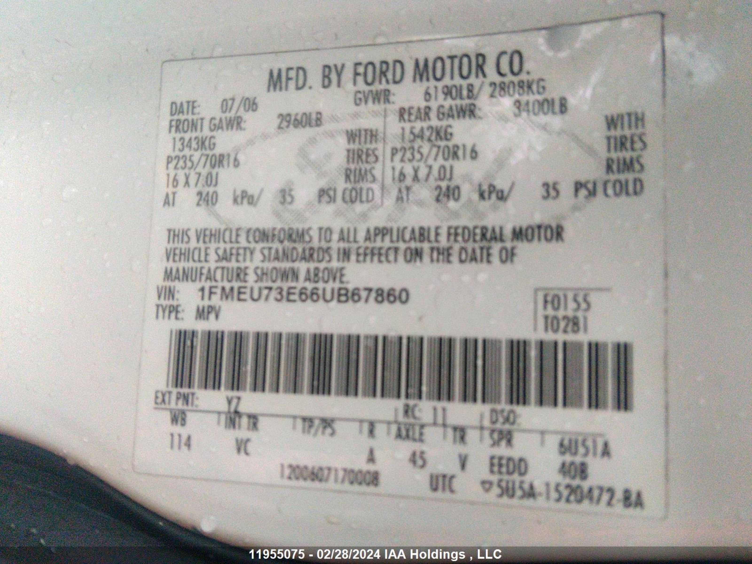 Photo 8 VIN: 1FMEU73E66UB67860 - FORD EXPLORER 