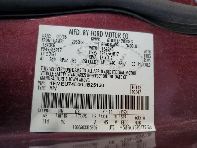 Photo 12 VIN: 1FMEU74E06UB25120 - FORD EXPLORER 