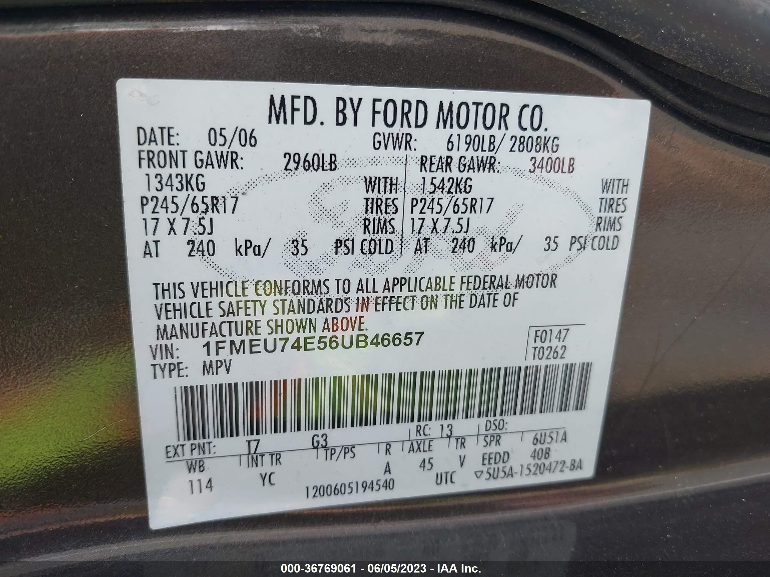 Photo 8 VIN: 1FMEU74E56UB46657 - FORD EXPLORER 