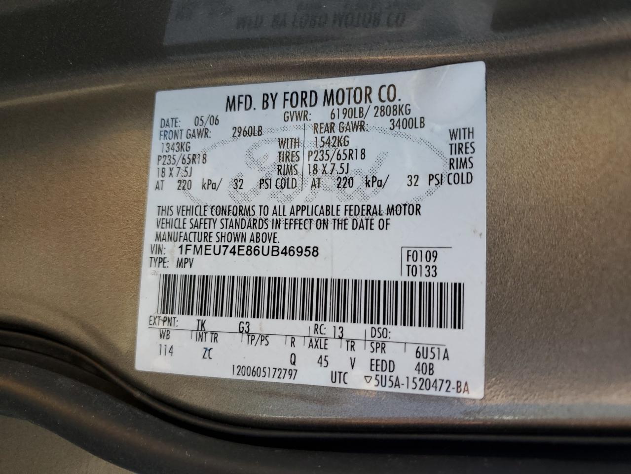 Photo 12 VIN: 1FMEU74E86UB46958 - FORD EXPLORER 