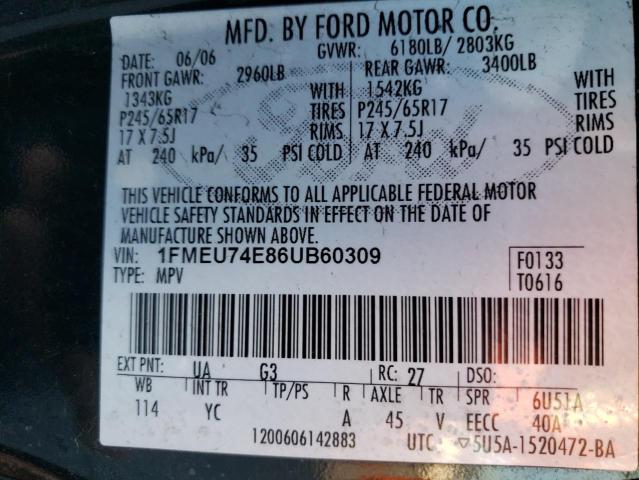 Photo 11 VIN: 1FMEU74E86UB60309 - FORD EXPLORER 