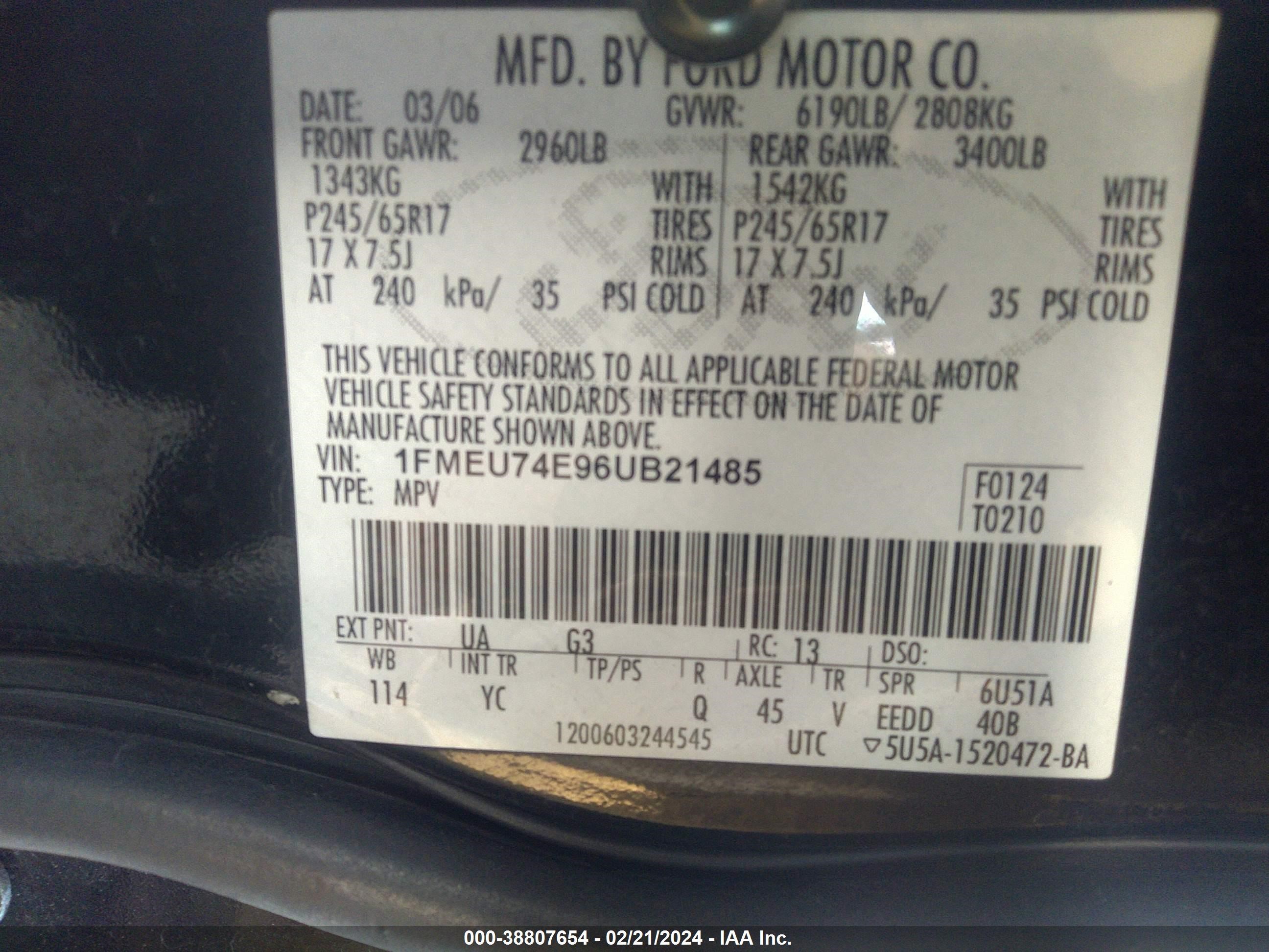 Photo 8 VIN: 1FMEU74E96UB21485 - FORD EXPLORER 