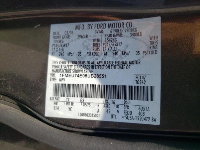 Photo 12 VIN: 1FMEU74E96UB28551 - FORD EXPLORER 