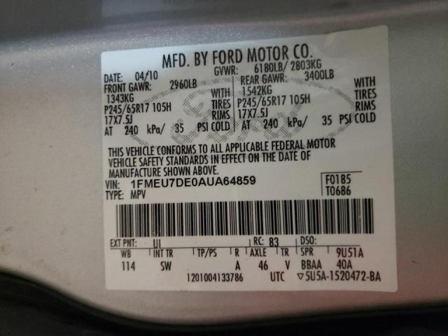 Photo 9 VIN: 1FMEU7DE0AUA64859 - FORD EXPLORER X 