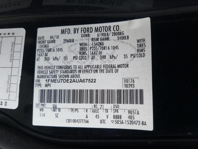 Photo 9 VIN: 1FMEU7DE2AUA67522 - FORD EXPLORER X 